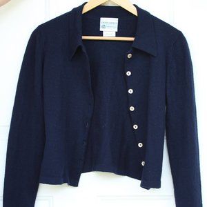 Laura Ashley Navy Pure Wool Button-up Cardigan